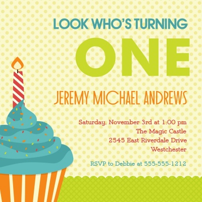 Kids Birthday Invitations, His Big Candle Design