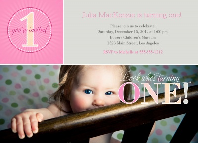 Kids Birthday Invitations, Pink Peek A Boo Design