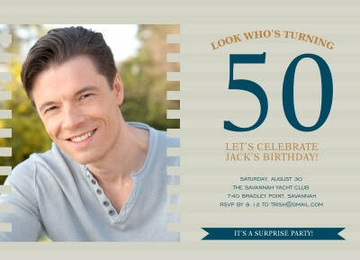 Adult Birthday Party Invitations, Navy Photo Block Design