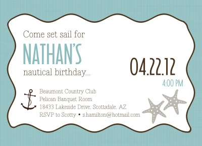 Adult Birthday Party Invitations, Anchor Drop Design