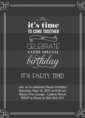 Adult Birthday Party Invitations, Party Bands Design