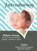 Baby Boy Announcements - Blue Heart Stripe