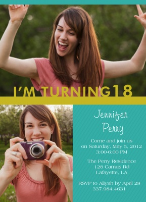 Teen Birthday Invitations, Gold Band Design