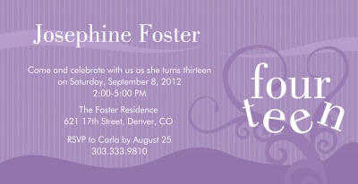 Teen Birthday Invitations, Lavender Sweet Design