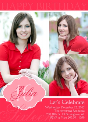 Teen Birthday Invitations, Sixteen Sweet Design