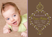 Floral Initial -  Birth Announcements for Girls