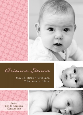 Birth Announcements, Nursery Print Pink Design
