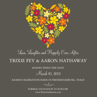 Save the Date Cards, Floral Heart Date Design
