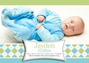  Birth Announcements for Boys - Argyle Babydoll Blue