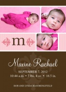 Fuschia Initial - Baby Girl Announcements