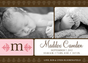 Baby Girl Announcements - Tuberose Initial