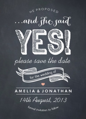 Save the Date Cards, Chalkboard News Date Design