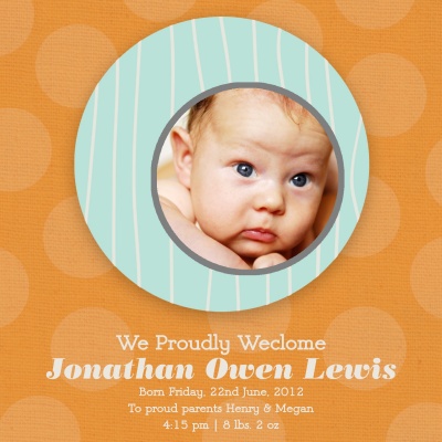 Birth Announcement Cards, Fabric Wrap Design