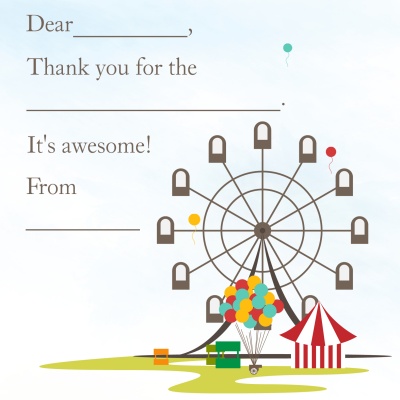 Kids Thank You Cards, Carnival Fun Design