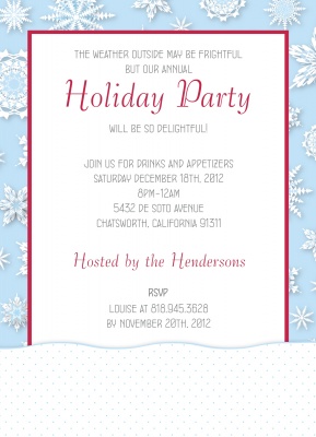 Holiday Party Invitations, Snowflake Shadow Box Design