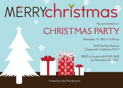 Holiday Party Invitations, Blue Christmas Design