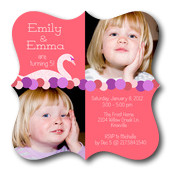 Photo Birthday Party Invitations - Double Sweet Swan Party