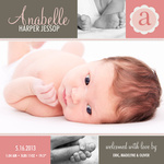 Girl Baby Announcements - Salmon Sweetie