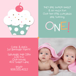 Photo Birthday Invitations - Double Icing Pink