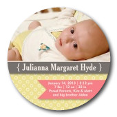 Infant Girl Birth Card - Swiss Dot Lady