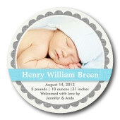 Boy Birth Announcements - Baby Blue Linen