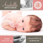 Salmon Sweetie - Baby Girl Announcement Cards