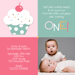 Double Icing Pink - Twin Birthday Invitations
