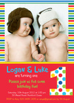 Super Stripe Boys - Twin Birthday Invitations