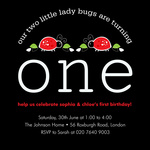 Little Lady Bugs - Twin Party Invitations