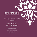 Burgandy Blossom-Share your nuptial news with beautiful Wedding Announcements from Simply to Impress! Choose from our wide variety of designs today.