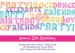 Party Letters Pink - Teenage Party Invitations