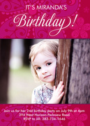 Fuschia Flower -  Girl Party Invitations