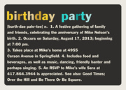 Party Definitions - Adult Birthday Invitations