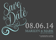 Save the Date Photo Cards - Blue Damask Date