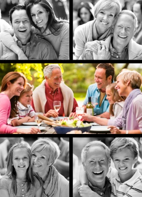 Personalized Photo Cards, Five Vertical - Black Border Design