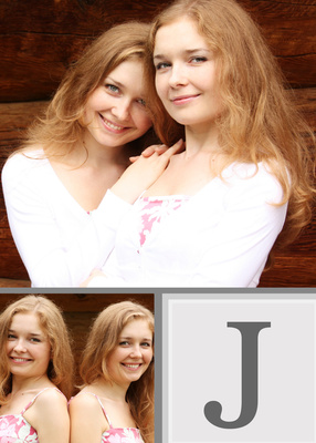 Personalized Photo Cards, Double Vertical - Gray Monogram Design