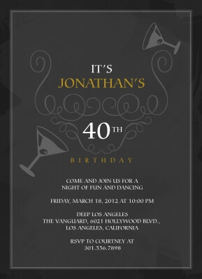 Adult Birthday Party Invitations, Smooth Sophisticate Design