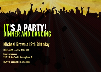 Teen Birthday Invitations, Dance Party Design