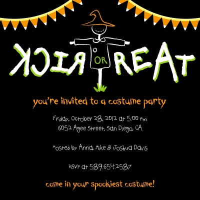 Halloween Party Invitations, Candy Corn Crow Design