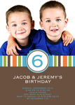 Photo Birthday Invitations - Twin Super Stripe