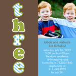 Twin Photo Birthday Party Invitations - Twin Tremendous Threes