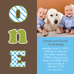 Twin Birthday Party Invitations - Number One Boys