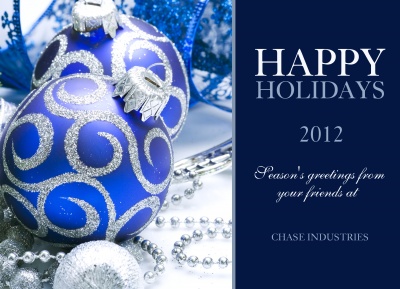 Business Holiday Cards, Silver Swirl Design