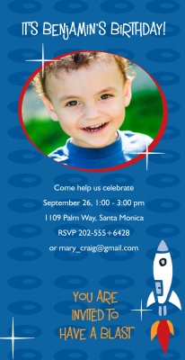 Kids Birthday Invitations, Blast Off Birthday Design