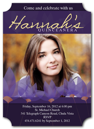 Quinceañera Invitation cards, Violet Sweetheart Design