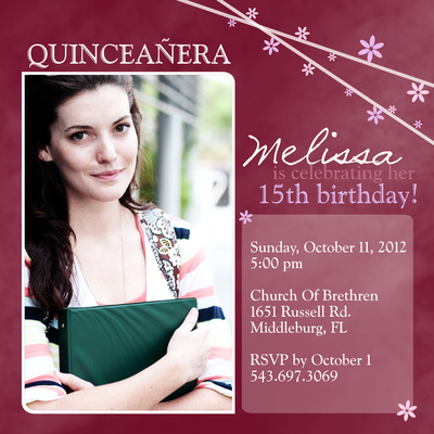 Quinceañera Invitation cards, Sweet Fifteen Design
