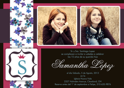 Quinceañera Invitation cards, Fiesta Floral Design