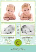 Twin Birth Announcements - Retro Pattern