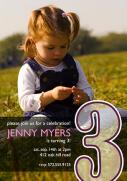 Big Number Girl Birthday Invitations