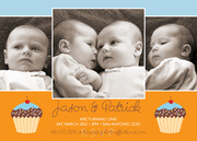 Twin Birthday Invitations - Cupcakes